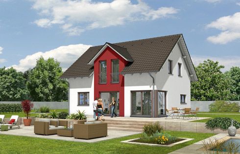 Zwerchaus mit Satteldach - Einfamilienhaus in Ziegelbauweise