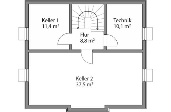 Zwerchhaus Satteldach Erkertiefe 28 cm Keller