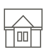 Stilisiertes Einfamilienhaus als Zeichnung mit Vorsprung und Satteldach