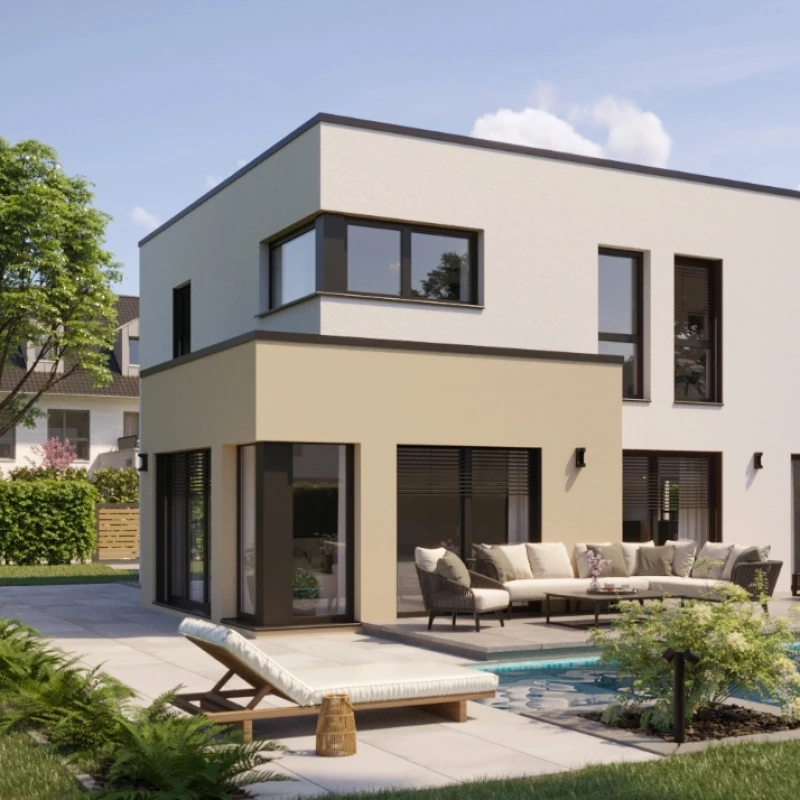 Modernes Einfamilienhaus in 3D Ansicht